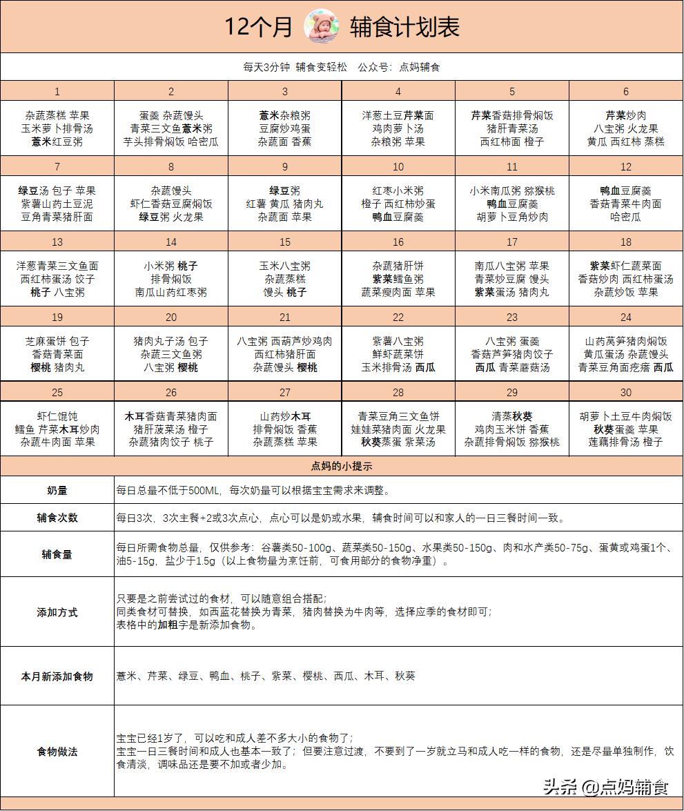 十二个月宝宝辅食做法，营养丰富的辅食食谱